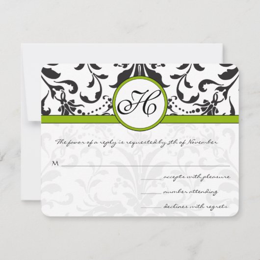 Apple Green Response Card - Tekst aan de kant Matt RSVP Kaartje (Achterkant)