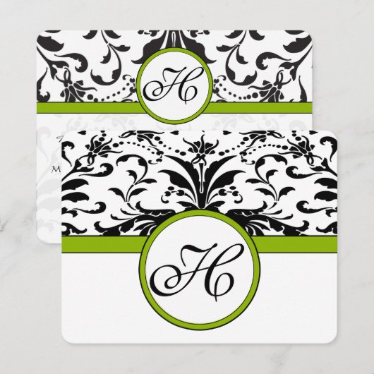 Apple Green Response Card - Tekst aan de kant Matt RSVP Kaartje (Voorkant / Achterkant)