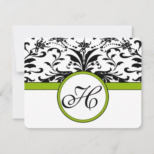 Apple Green Response Card - Tekst aan de kant Matt RSVP Kaartje (Voorkant)