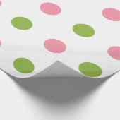 Apple Green Salmon Pink Polka Dot Wrapping Paper Cadeaupapier (Hoek)