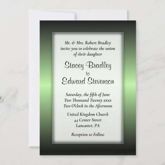 Apple Green Shine Dated Front Wedding Invitation Kaart (Voorkant)