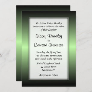 Apple Green Shine Dated Front Wedding Invitation Kaart