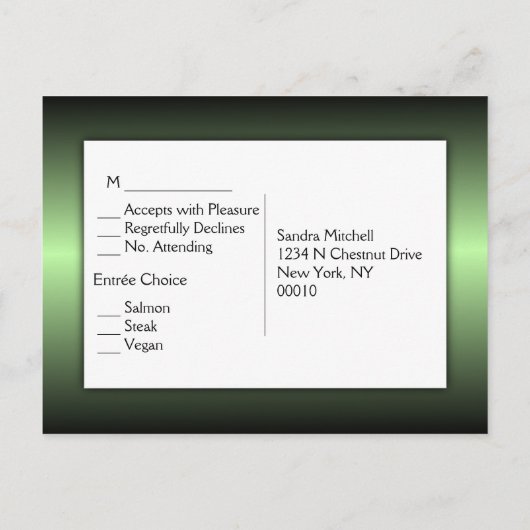 Apple Green Shine RSVP met Entree Choices Uitnodiging Briefkaart (Achterkant)