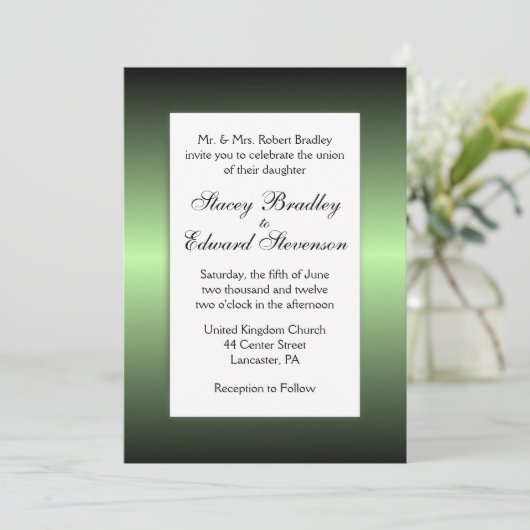 Apple Green Shine Wedding Invitation Kaart (Staand voorkant)