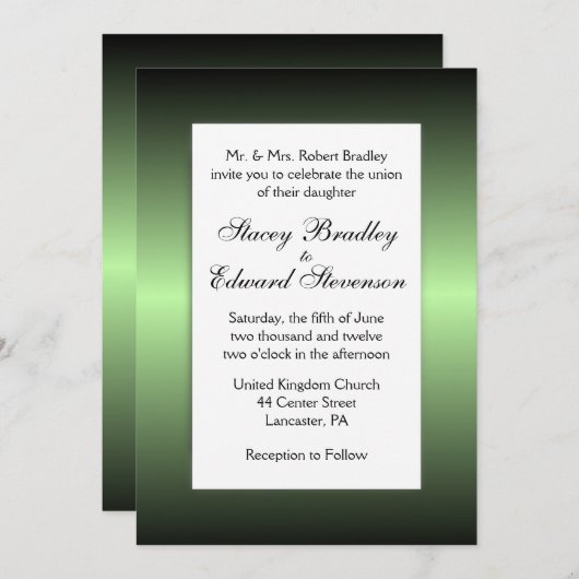 Apple Green Shine Wedding Invitation Kaart (Voorkant / Achterkant)