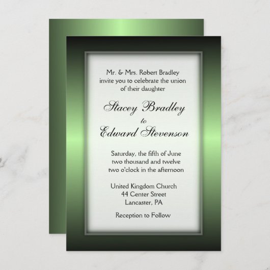 Apple Green Shine Wedding Invitation Kaart (Voorkant / Achterkant)