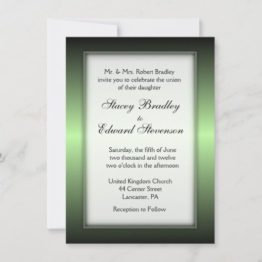 Apple Green Shine Wedding Invitation Kaart (Voorkant)
