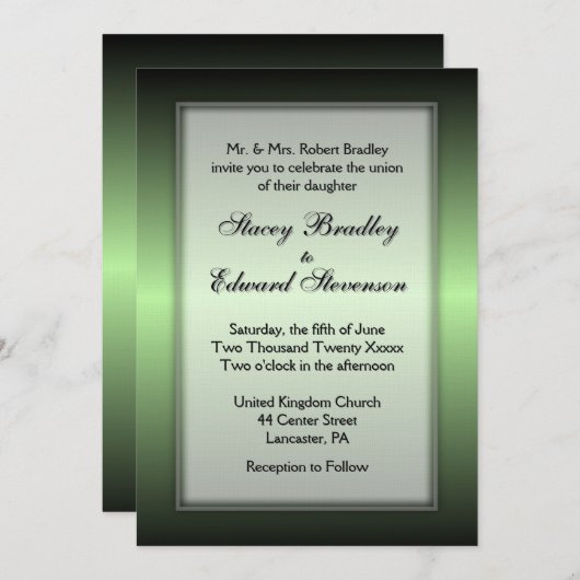 Apple Green Shine Wedding Invitation Kaart (Voorkant / Achterkant)
