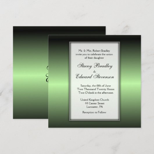 Apple Green Shine Wedding Invitation Kaart (Voorkant / Achterkant)