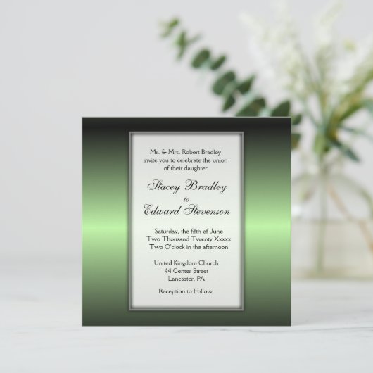 Apple Green Shine Wedding Invitation Kaart (Staand voorkant)