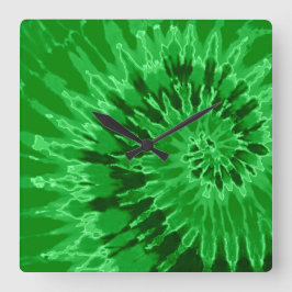 Apple Green Spiral Tie Dye Clock Vierkante Klok