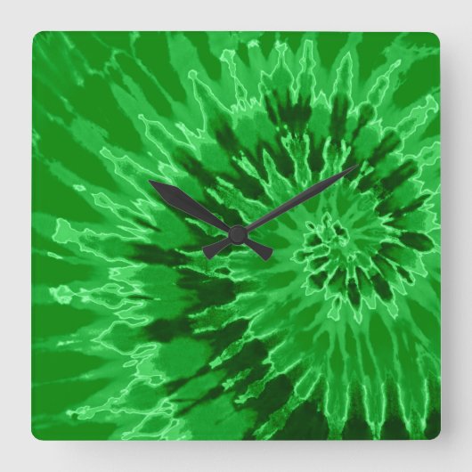 Apple Green Spiral Tie Dye Clock Vierkante Klok (Voorkant)
