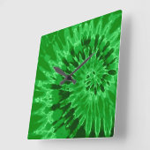 Apple Green Spiral Tie Dye Clock Vierkante Klok (Hoek)