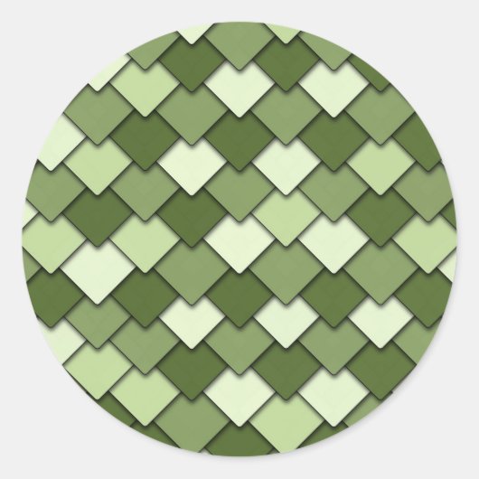 Apple Green Square en diamantpatroon Ronde Sticker (Voorkant)