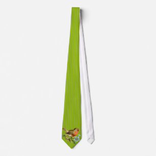 Apple Green Stripes  Bird Wedding Stropdas