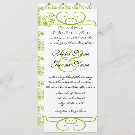 Apple Green Tortelduifjes Wedding Invitation Kaart (Voorkant / Achterkant)