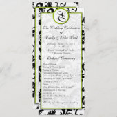 Apple Green Trim Black Damask Wedding Program Programmakaart (Voorkant / Achterkant)