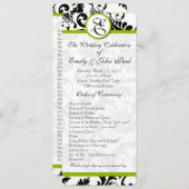 Apple Green Trim Black Damask Wedding Program Programmakaart (Voorkant / Achterkant)