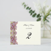 Apple Green Trim Damask Swirls Table Number Cards Briefkaart (Staand voorkant)