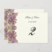 Apple Green Trim Damask Swirls Table Number Cards Briefkaart (Voorkant / Achterkant)