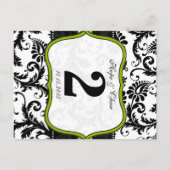Apple Green Trim Damask Swirls Table Number Cards Briefkaart (Achterkant)