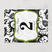 Apple Green Trim Damask Swirls Table Number Cards Briefkaart (Voorkant)