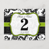 Apple Green Trim Damask Swirls Table Number Cards Briefkaart (Voorkant)
