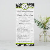 Apple Green Trim Damask Swirls Wedding Programme Programmakaart (Staand voorkant)