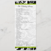 Apple Green Trim Damask Swirls Wedding Programme Programmakaart (Achterkant)