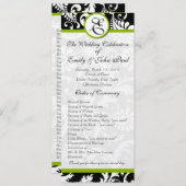 Apple Green Trim Damask Swirls Wedding Programme Programmakaart (Voorkant / Achterkant)