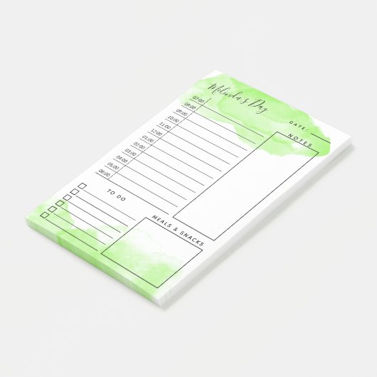 Apple Green Waterverf Daily Planner Post-it® Notes (Schuin)