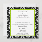 Apple Green Wedding Invitation Monogram Damask Kaart (Achterkant)