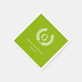 Apple Green Wheat Laurel WreatInitiaal Monogram Servetten (Hoek)