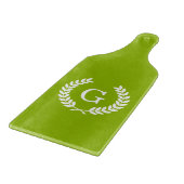 Apple Green Wheat Laurel WreatInitiaal Monogram Snijplank (Hoek)
