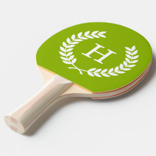 Apple Green Wheat Laurel WreatInitiaal Monogram Tafeltennisbatje