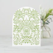 Apple Green Whimsical Bird Wedding Invitations Kaart (Staand voorkant)