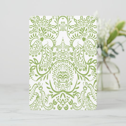 Apple Green Whimsical Bird Wedding Menu (Staand voorkant)