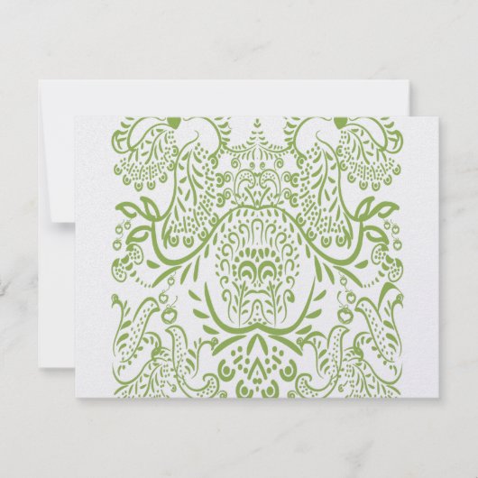 Apple Green Whimsical Bird Wedding Response Kaarte RSVP Kaartje (Voorkant)