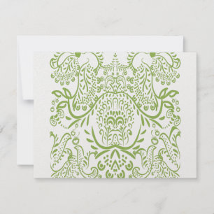 Apple Green Whimsical Bird Wedding Response Kaarte RSVP Kaartje