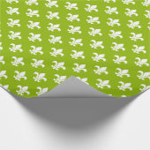 Apple Green White Fleur de Lis Pattern Cadeaupapier (Hoek)