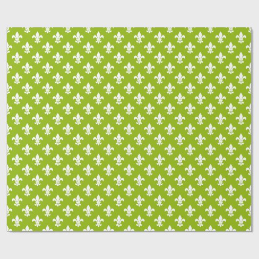 Apple Green White Fleur de Lis Pattern Cadeaupapier (Vlak)