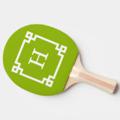 Apple Green White Greek Key #2 Geframed Monogram Tafeltennisbatje (Zijkant)