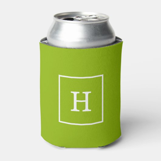 Apple Green White Initiaal Monogram Blikjeskoeler (Blikje Voorkant)