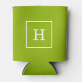 Apple Green White Initiaal Monogram Blikjeskoeler (Voorkant)