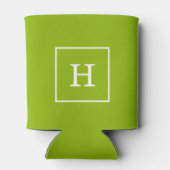 Apple Green White Initiaal Monogram Blikjeskoeler (Achterkant)