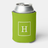 Apple Green White Initiaal Monogram Blikjeskoeler (Blikje Achterkant)