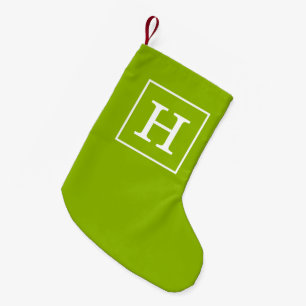 Apple Green White Initiaal Monogram Kleine Kerstsok