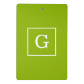 Apple Green White Initiaal Monogram Mini Klembord (Achterkant)