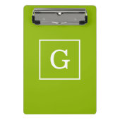 Apple Green White Initiaal Monogram Mini Klembord (Voorkant)