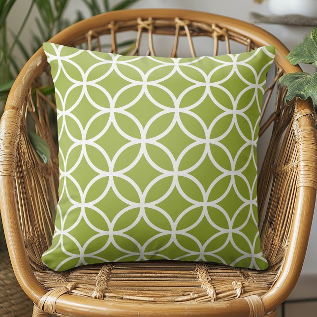 Apple Green & White Modern Geometric Pattern Kussen (Custom Pillow)